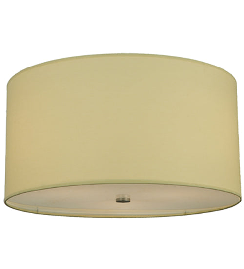 Meyda Lighting Cilindro 24" 3-Light Extreme Chrome Flush Mount Light With Beige Textrene & Statuario Idalight Shade