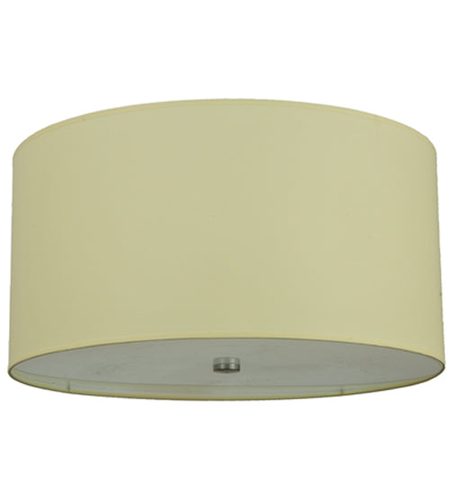 Meyda Lighting Cilindro 24" 3-Light Extreme Chrome Flush Mount Light With Beige Textrene & Statuario Idalight Shade