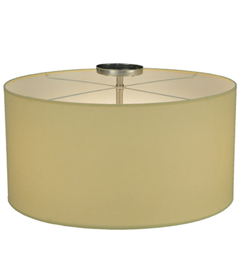 Meyda Lighting Cilindro 24" 3-Light Extreme Chrome Flush Mount Light With Beige Textrene & Statuario Idalight Shade