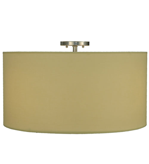 Meyda Lighting Cilindro 24" 3-Light Extreme Chrome Flush Mount Light With Beige Textrene & Statuario Idalight Shade