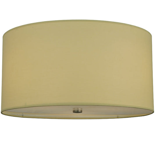 Meyda Lighting Cilindro 24" 3-Light Extreme Chrome Flush Mount Light With Beige Textrene & Statuario Idalight Shade