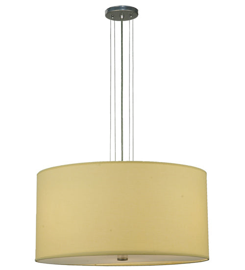 Meyda Lighting Cilindro 24" 3-Light Extreme Chrome Pendant Light With Beige Textrene & Statuario Idalight Shade