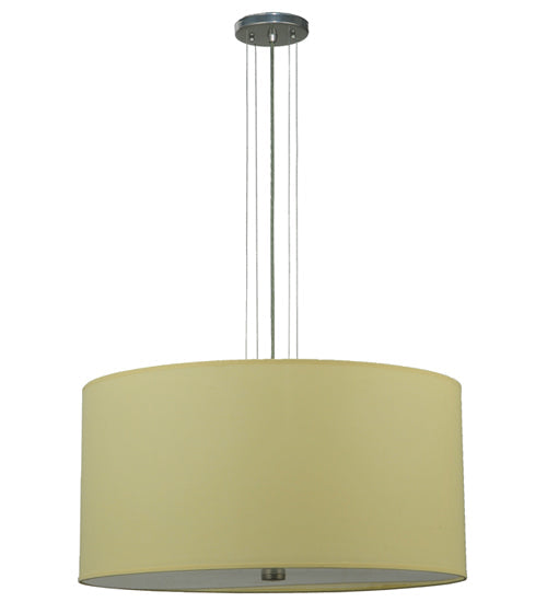 Meyda Lighting Cilindro 24" 3-Light Extreme Chrome Pendant Light With Beige Textrene & Statuario Idalight Shade