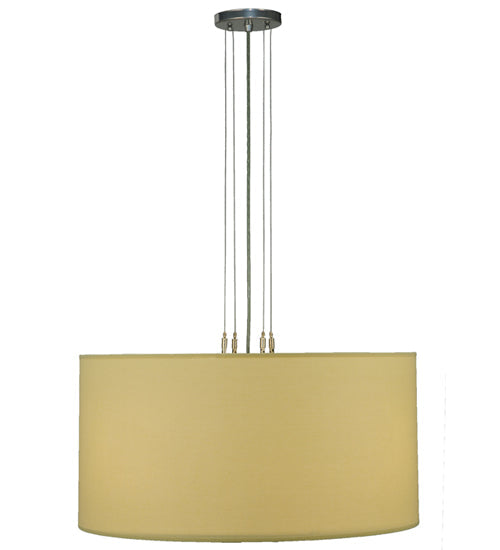 Meyda Lighting Cilindro 24" 3-Light Extreme Chrome Pendant Light With Beige Textrene & Statuario Idalight Shade