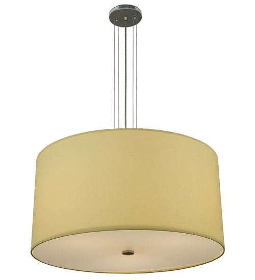 Meyda Lighting Cilindro 24" 3-Light Extreme Chrome Pendant Light With Beige Textrene & Statuario Idalight Shade