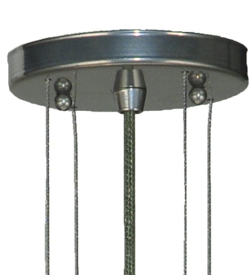 Meyda Lighting Cilindro 24" 3-Light Extreme Chrome Pendant Light With Beige Textrene & Statuario Idalight Shade