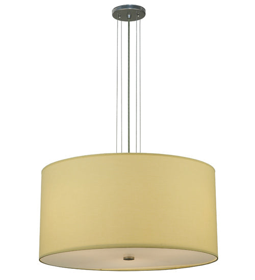Meyda Lighting Cilindro 24" 3-Light Extreme Chrome Pendant Light With Beige Textrene & Statuario Idalight Shade