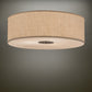 Meyda Lighting Cilindro 24" 3-Light Nickel Flush Mount Light With Beige Burlap Shade