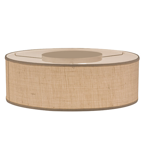 Meyda Lighting Cilindro 24" 3-Light Nickel Flush Mount Light With Beige Burlap Shade