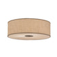 Meyda Lighting Cilindro 24" 3-Light Nickel Flush Mount Light With Beige Burlap Shade