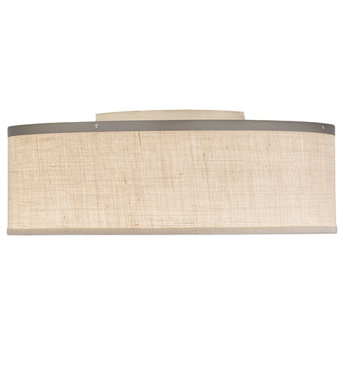 Meyda Lighting Cilindro 24" 3-Light Nickel Flush Mount Light With Beige Textrene Shade