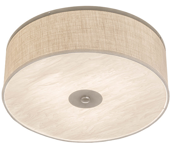 Meyda Lighting Cilindro 24" 3-Light Nickel Flush Mount Light With Beige Textrene Shade