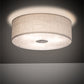 Meyda Lighting Cilindro 24" 3-Light Nickel Flush Mount Light With Eggshell Fabric & Angelwing Idalight Shade