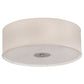 Meyda Lighting Cilindro 24" 3-Light Nickel Flush Mount Light With Eggshell Fabric & Angelwing Idalight Shade