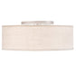 Meyda Lighting Cilindro 24" 3-Light Nickel Flush Mount Light With Eggshell Fabric & Angelwing Idalight Shade
