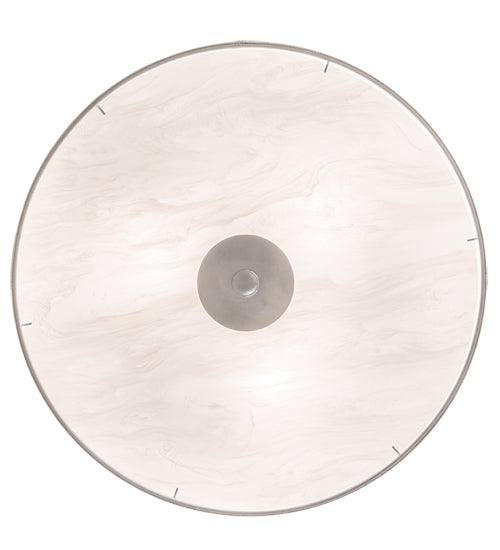 Meyda Lighting Cilindro 24" 3-Light Nickel Flush Mount Light With Eggshell Fabric & Angelwing Idalight Shade