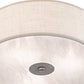 Meyda Lighting Cilindro 24" 3-Light Nickel Flush Mount Light With Eggshell Fabric & Angelwing Idalight Shade