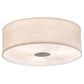 Meyda Lighting Cilindro 24" 3-Light Nickel Flush Mount Light With Eggshell Fabric & Angelwing Idalight Shade