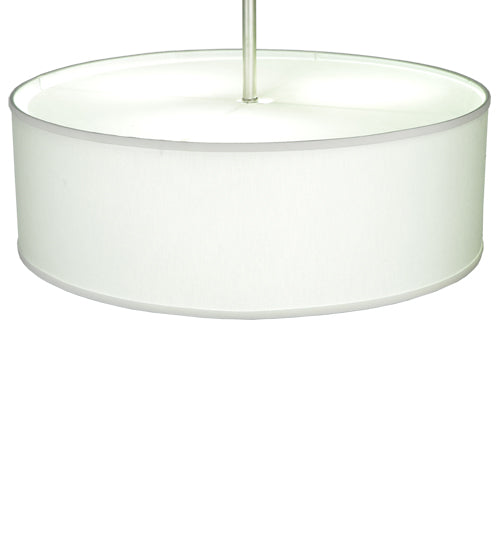 Meyda Lighting Cilindro 24" 3-Light Nickel Powder Coat Pendant Light With White Trilam Textrene Shade