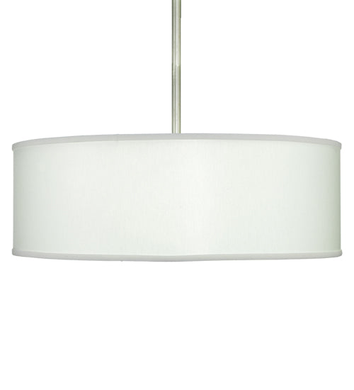 Meyda Lighting Cilindro 24" 3-Light Nickel Powder Coat Pendant Light With White Trilam Textrene Shade