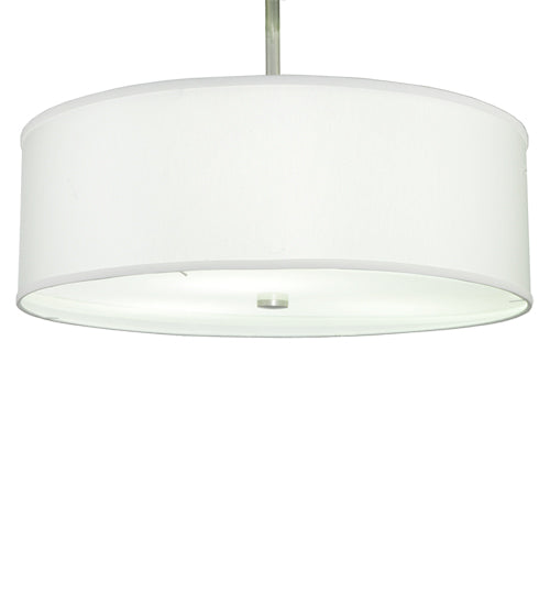 Meyda Lighting Cilindro 24" 3-Light Nickel Powder Coat Pendant Light With White Trilam Textrene Shade