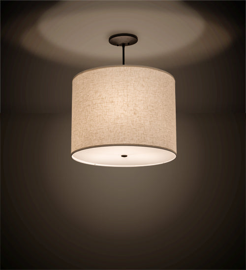 Meyda Lighting Cilindro 24" 3-Light Oil Rubbed Bronze Pendant Light With Off White Textrene & Statuario Idalight Shade