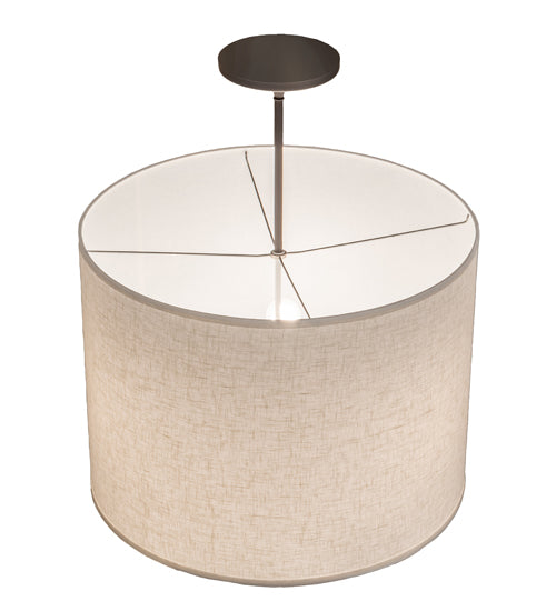 Meyda Lighting Cilindro 24" 3-Light Oil Rubbed Bronze Pendant Light With Off White Textrene & Statuario Idalight Shade