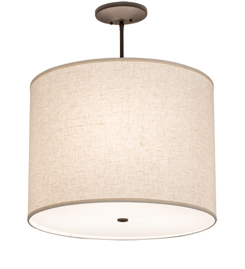 Meyda Lighting Cilindro 24" 3-Light Oil Rubbed Bronze Pendant Light With Off White Textrene & Statuario Idalight Shade