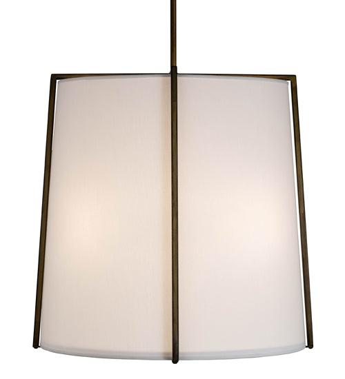 Meyda Lighting Cilindro 24" 4-Light Aged Brass Structure Pendant Light With White Textene Shade