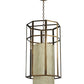 Meyda Lighting Cilindro 24" 4-Light Antique Copper Caged Pendant Light With Beige Shade Glass