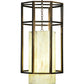 Meyda Lighting Cilindro 24" 4-Light Antique Copper Caged Pendant Light With Beige Shade Glass