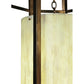 Meyda Lighting Cilindro 24" 4-Light Antique Copper Caged Pendant Light With Beige Shade Glass