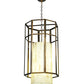 Meyda Lighting Cilindro 24" 4-Light Antique Copper Caged Pendant Light With Beige & White Shade