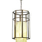Meyda Lighting Cilindro 24" 4-Light Antique Copper Caged Pendant Light With Beige & White Shade