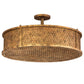 Meyda Lighting Cilindro 24" 4-Light Autumn Leaf Luciano Flush Mount Light With Amber Quartz Idalight Shade Glass