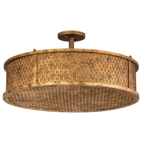 Meyda Lighting Cilindro 24" 4-Light Autumn Leaf Luciano Flush Mount Light With Amber Quartz Idalight Shade Glass