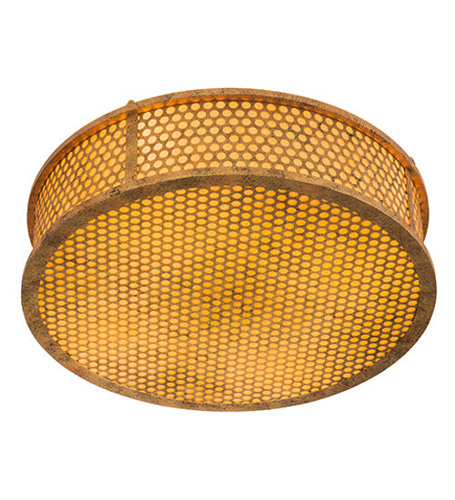 Meyda Lighting Cilindro 24" 4-Light Autumn Leaf Luciano Flush Mount Light With Amber Quartz Idalight Shade Glass