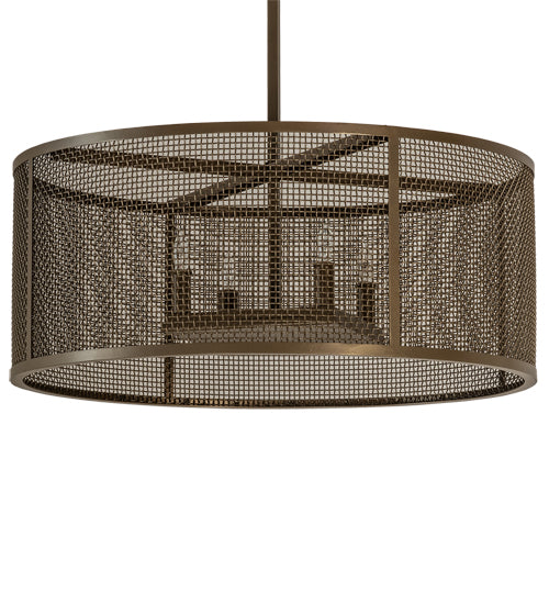 Meyda Lighting Cilindro 24" 4-Light Brown Metalic Rame Pendant Light