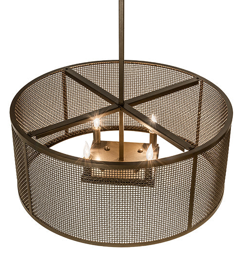 Meyda Lighting Cilindro 24" 4-Light Brown Metalic Rame Pendant Light