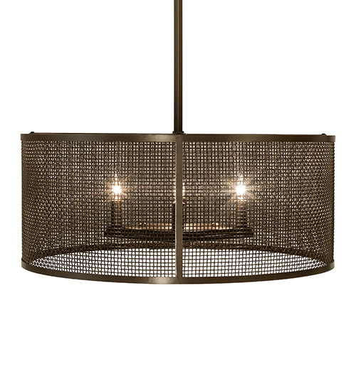 Meyda Lighting Cilindro 24" 4-Light Brown Metalic Rame Pendant Light