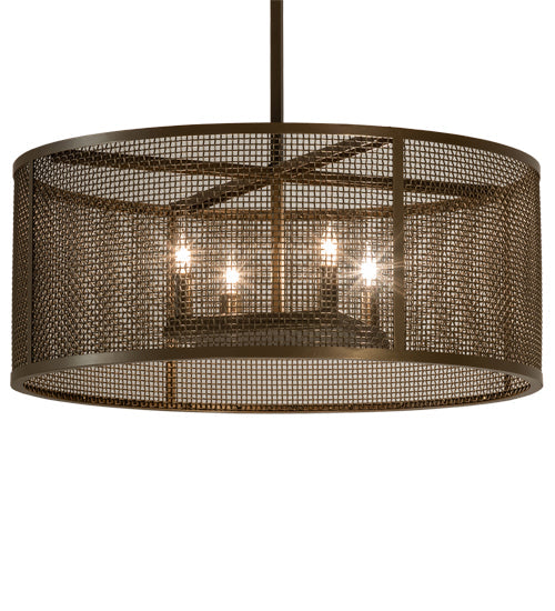 Meyda Lighting Cilindro 24" 4-Light Brown Metalic Rame Pendant Light