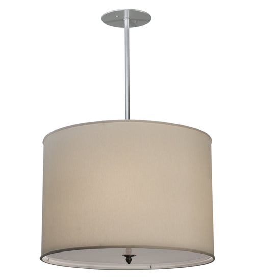 Meyda Lighting Cilindro 24" 4-Light Brushed Nickel Pendant Light With Cream Textrene Shade