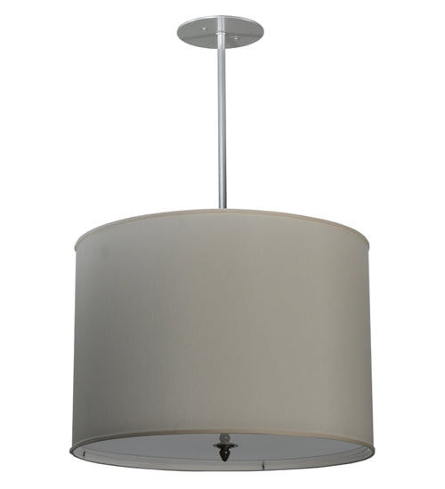 Meyda Lighting Cilindro 24" 4-Light Brushed Nickel Pendant Light With Cream Textrene Shade