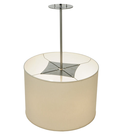 Meyda Lighting Cilindro 24" 4-Light Brushed Nickel Pendant Light With Cream Textrene Shade