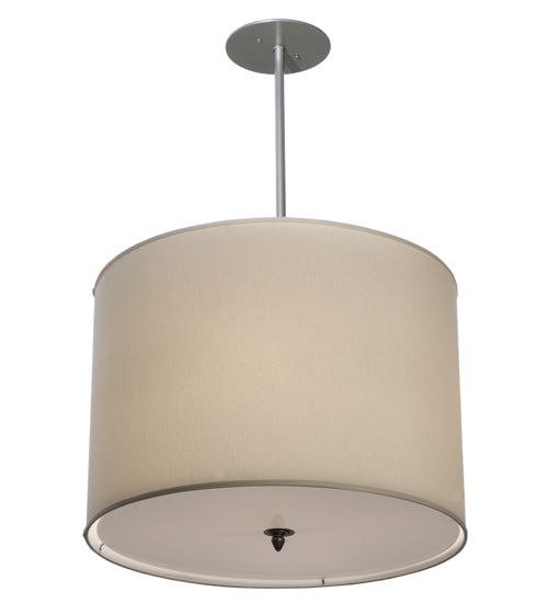 Meyda Lighting Cilindro 24" 4-Light Brushed Nickel Pendant Light With Cream Textrene Shade