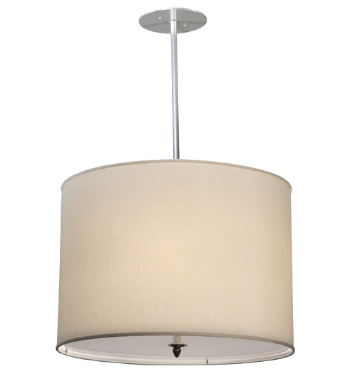 Meyda Lighting Cilindro 24" 4-Light Brushed Nickel Pendant Light With Cream Textrene Shade