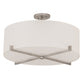 Meyda Lighting Cilindro 24" 4-Light Brushed Nickel Structure Pendant Light With White Textrene & Statuario Idalight Shade
