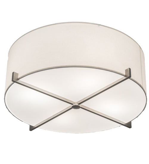 Meyda Lighting Cilindro 24" 4-Light Brushed Nickel Structure Pendant Light With White Textrene & Statuario Idalight Shade