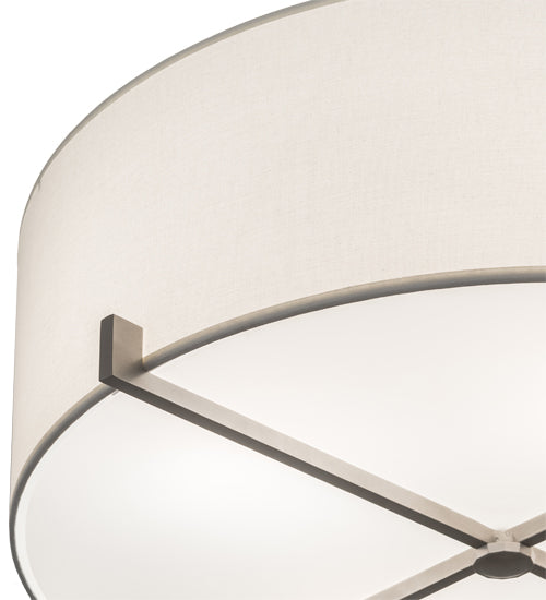 Meyda Lighting Cilindro 24" 4-Light Brushed Nickel Structure Pendant Light With White Textrene & Statuario Idalight Shade