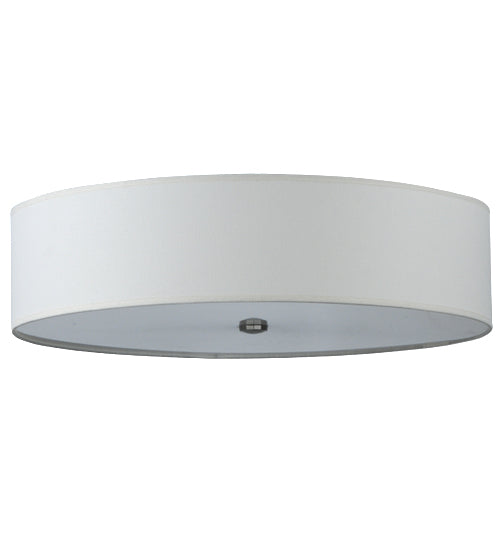 Meyda Lighting Cilindro 24" 4-Light Nickel Powder Coat Flush Mount Light With Off White Textrene Shade